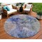 Homeroots 8' Navy Blue And Beige Round Abstract Washable Indoor Outdoor Area Rug 581757 - alternate 1