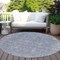 Homeroots 8' Denim Blue And Gray Round Oriental Washable Indoor Outdoor Area Rug 604715 - alternate 3