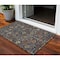 Homeroots 3' X 5' Navy Blue Brown And Red Floral Washable Indoor Outdoor Area Rug 603425 - alternate 1