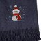 Homeroots 55" X 70" Navy BlueCotton Blend Woven Snowman Embroidered Throw Blanket with Fringe 713576 - alternate 5