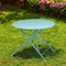 Homeroots 36" Aqua Rounded Aluminum Folding Outdoor Dining Table with Umbrella Hole 606432 - alternate 1
