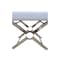 Homeroots 20in White and Silver Tufted Faux Leather and Metal Upholstered Bench 733246 - alternate 3