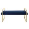 Homeroots 48" Navy Blue and Gold Velvet Upholstered Bench 530650 - alternate 6