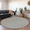 Homeroots 8' Black And Ivory Round Geometric Washable Indoor Outdoor Area Rug 614721 - alternate 4