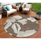 Homeroots 8' Brown Beige And Taupe Round Floral Washable Indoor Outdoor Area Rug 589532 - alternate 1