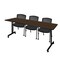 Regency Kobe Mobile T-Base Training Seminar Table W/ 3 Knight Mesh Chairs, 84 in W, 24 in L, Neo Walnut MKTRCC8424NW56CBK - alternate 1