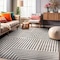 World Rug Gallery Distressed Bohemian Stripes Washable Non Slip Area Rug 5 ft x 7 ft Beige WR76BEIGE5X7 - alternate 1