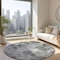 Homeroots 8' Gray Charcoal And Ivory Round Abstract Washable Indoor Outdoor Area Rug 577669 - alternate 4