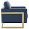 Leisuremod Lincoln Leather Accent Armchair with Gold Frame, Navy Blue LA31BU-L - alternate 4