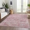 Homeroots 9' X 12' Pink And Gray Damask Washable Indoor Outdoor Area Rug 603783 - alternate 5