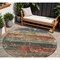 Homeroots 8' Fern Green Black And Terra Cotta Round Striped Washable Indoor Outdoor Area Rug 605981 - alternate 1
