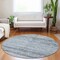 Homeroots 8' Blue And Gray Round Trellis Washable Indoor Outdoor Area Rug 616486 - alternate 4