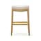 Homeroots 31" Bone and Natural Faux Leather and Solid Wood Backless Bar Height Bar Chair 632489 - alternate 3