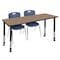 Regency Kee Mobile Adjustable Classroom Table W/ 2 Andy Mobile Chairs, 66 in W, 24 in L, Noble Oak MT6624NOAPCBK40NV - alternate 1