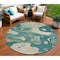 Homeroots 8' Teal Blue Ivory And Beige Round Abstract Washable Indoor Outdoor Area Rug 630611 - alternate 1