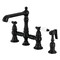 Kingston Brass Bridge Kitchen Faucet with Brass Sprayer, Matte Black KS7270BPLBS - alternate 1