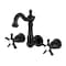 Kingston Brass Double-Handle Wall Mount Bathroom Faucet, Matte Black KS1220NX - alternate 1