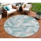 Homeroots 8' Teal Blue Round Geometric Washable Indoor Outdoor Area Rug 608072 - alternate 1