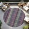 Homeroots 8' Plum Eggplant And Gray Round Plaid Washable Indoor Outdoor Area Rug 613989 - alternate 3