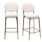 Homeroots Set of Two 29" White and Gold Velvet and Metal Low Back Bar Height Bar Chairs, 2PK 719631 - alternate 1
