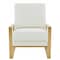 Leisuremod Jefferson Leather Armchair with Gold Frame and Octagon Coffee Table with Geometric Base, White JAG29MD23W2-L - alternate 4