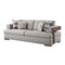 Homeroots 92" Beige Fabric Sofa And Toss Pillows With Brown Legs 491003 - alternate 1