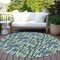 Homeroots 8' Navy Blue Green And Ivory Round Abstract Washable Indoor Outdoor Area Rug 602577 - alternate 4