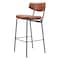 Homeroots Set of Two 26" Brown And Black Faux Leather And Steel Counter Height Bar Chairs 555705 - alternate 1