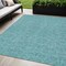 Homeroots 5' X 8' Teal Blue Black And Ivory Geometric Washable Indoor Outdoor Area Rug 596771 - alternate 1