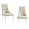 Homeroots Set of Two Tufted Cream and Clear Upholstered Linen Dining Side Chairs 543513 - alternate 4