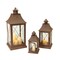 Homeroots Set of Three Brown Lattice Glass And Metal Floor Lantern Candle Holders, 3PK 516436 - alternate 1