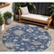 Homeroots 8' Navy Blue Beige And Gray Round Floral Washable Indoor Outdoor Area Rug 606166 - alternate 1