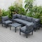 Leisuremod Chelsea 7-Piece Patio Sectional And Coffee Table Set Black Aluminum With Cushions, Black CSTBL-7BL - alternate 1