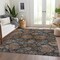 Homeroots 8' X 10' Navy Blue Brown And Terra Cotta Damask Washable Indoor Outdoor Area Rug 603602 - alternate 6