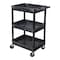 Luxor Utility Cart with Deep Lipped Plastic Shelves, 300 lb Load Capacity, 3 Shelves, 24 in L, 18 in W STC111-B - alternate 8