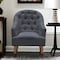 Homeroots 31" Dark Gray And Brown Linen Tufted Arm Chair 533972 - alternate 5
