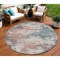 Homeroots 8' Coral And Teal Blue Round Abstract Washable Indoor Outdoor Area Rug 631971 - alternate 5
