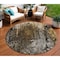Homeroots 8' Brown And Copper Round Abstract Washable Indoor Outdoor Area Rug 577237 - alternate 1