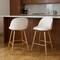 Homeroots Set of Two 27" Beige and Oak Fabric and Metal Counter Height Swivel Bar Chairs, 2PK 719204 - alternate 3