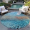 Homeroots 8' Blue Terra Cotta And Black Round Abstract Washable Indoor Outdoor Area Rug 603085 - alternate 7