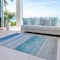 Homeroots 8' X 10' Sky Blue Striped Washable Indoor Outdoor Area Rug 608142 - alternate 5