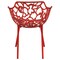Leisuremod Devon 3-Piece Patio Dining Set, Tempered Glass Top Table & 2 Stackable Arm Chairs, Red DT20CAR2 - alternate 5