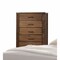 Homeroots 48" Oak Finish 5 Drawer Chest Dresser With Brass Metal Hardware 376967 - alternate 5