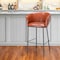 Homeroots 30" Brown And Black Faux Leather And Steel Bar Height Bar Chair 555656 - alternate 6
