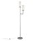Homeroots 69" Nickel Two Light Torchiere Floor Lamp With Clear Transparent Glass Drum Shade 523434 - alternate 4