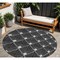 Homeroots 8' Black Gray And Ivory Round Geometric Washable Indoor Outdoor Area Rug 594685 - alternate 1