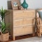 Baxton Studio Sebille Mid-Century Modern Light Brown Finished Wood 3-Drawer Storage Chest with Natural Rattan 207-12464 - alternate 5