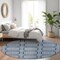 Homeroots 8' Navy Blue And Ivory Round Geometric Washable Indoor Outdoor Area Rug 610837 - alternate 6