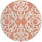 Homeroots 8' Coral And Ivory Round Damask Washable Indoor Outdoor Area Rug 614421 - alternate 3