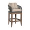 Armen Living Orbit Outdoor Patio 30in Bar Stool in Weathered Eucalyptus Wood with Gray Rope and Taupe Cushions LCORBAEUCTP30 - alternate 1